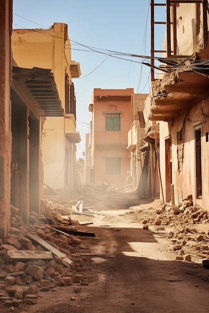 Straße der Stadt Marrakesch nach dem Erdbeben