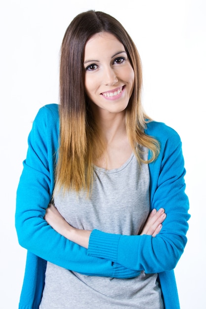 Studio Portrait der schönen jungen Frau posiert