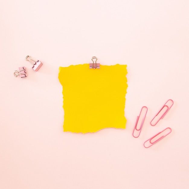 Stück gelbes Blatt auf einem rosa Hintergrund