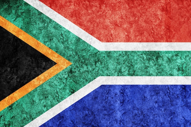 Südafrika Metallische Flagge, strukturierte Flagge, Grunge-Flagge