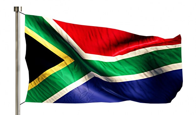 Südafrika Nationalflagge isoliert 3D weißen Hintergrund