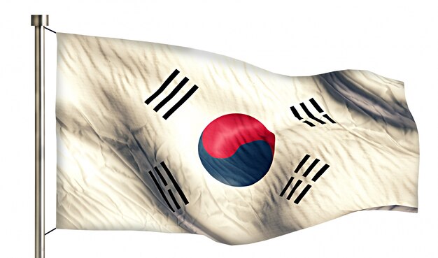 Südkorea Nationalflagge isoliert 3D weißen Hintergrund