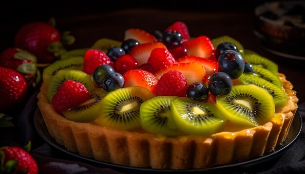 Süße Beerentorte mit frischer Fruchtdekoration, die von KI generiert wurde