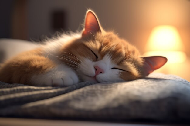 Süße Katze, die drinnen schläft
