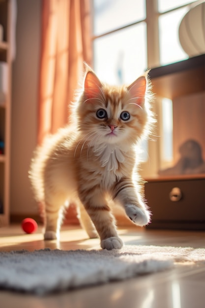 Kostenloses Foto süße katze entspannt sich drinnen