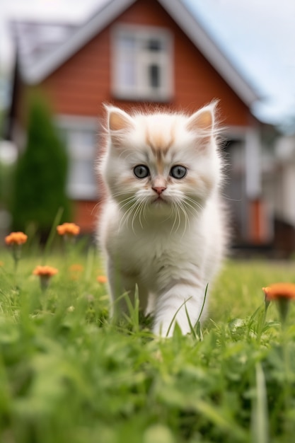 Kostenloses Foto süße katze entspannt sich im freien