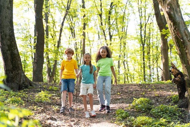 Süße Kinder erkunden die Natur