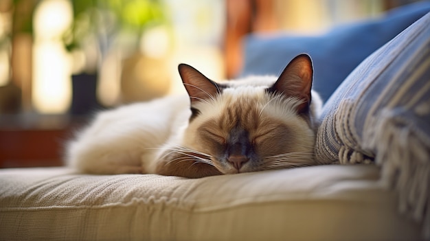 Süße pelzige Katze drinnen