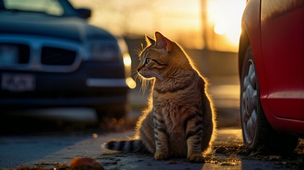 Süße pelzige Katze im Freien