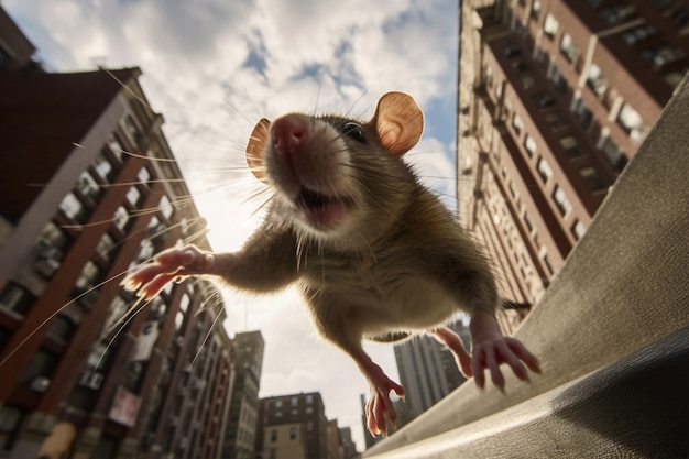 Kostenloses Foto süße ratte in der stadt