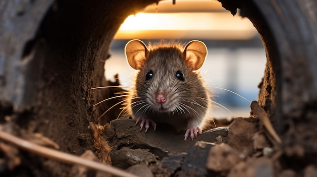 Kostenloses Foto süße ratte in ihrem bau