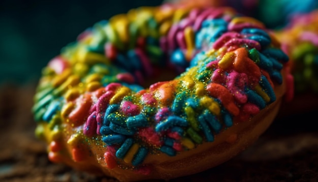 Kostenloses Foto süßer donut mit von ki generierten farbchips