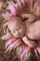 Kostenloses Foto süßes schlafendes neugeborenes baby auf sanftem hintergrund