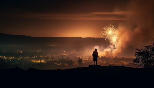 Kostenloses Foto sunrise silhouette berggipfel hintergrundbeleuchtung von ai erzeugte flamme