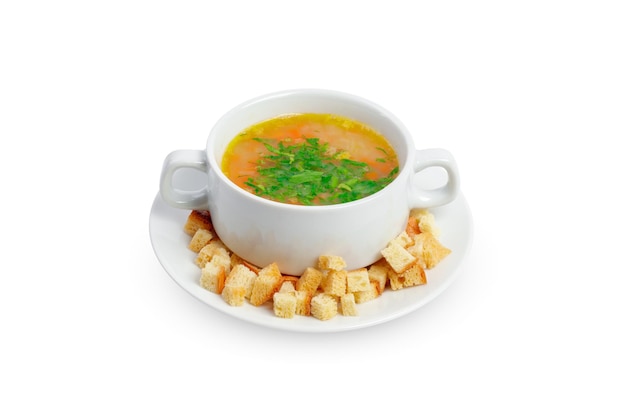 Suppe auf weißem Hintergrund