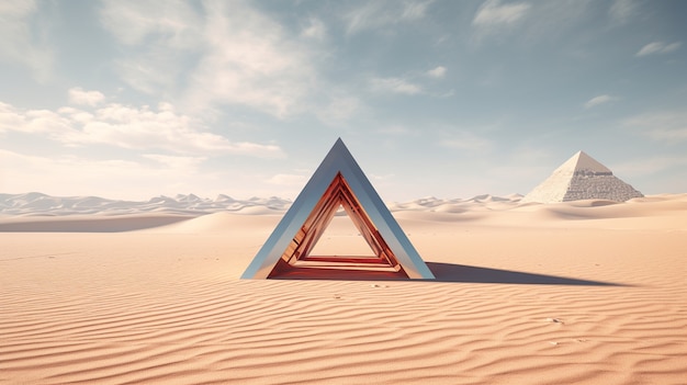 Kostenloses Foto surrealistische geometrische formen in der unfruchtbaren wüste