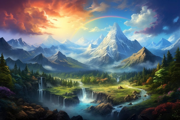 Kostenloses Foto szene im fantasy-stil mit berglandschaft