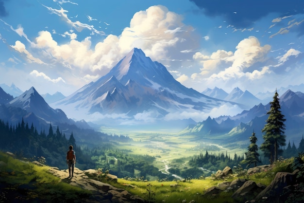 Kostenloses Foto szene im fantasy-stil mit berglandschaft