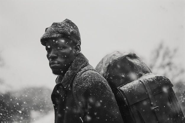 Szene mit afroamerikanischen Menschen, die sich in alten Zeiten im ländlichen Gebiet bewegen