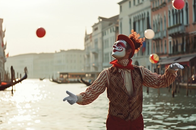 Kostenloses Foto szene mit menschen, die den karneval in kostümen feiern