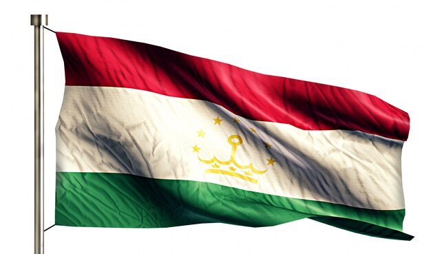 Tadschikistan Nationalflagge isoliert 3D weißen Hintergrund