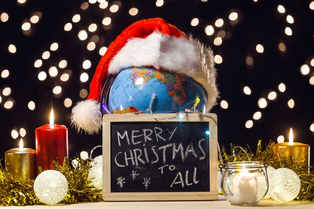 Tafel mit einem &quot;merry christmas&quot; gezeichnet