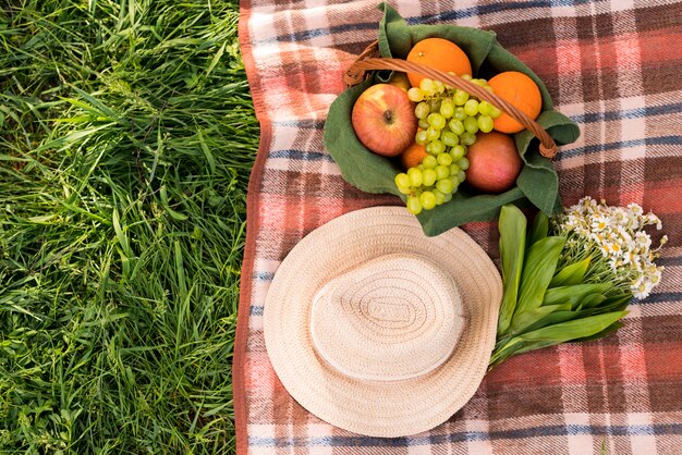 Tagesdecke für Picknick auf grünem Gras