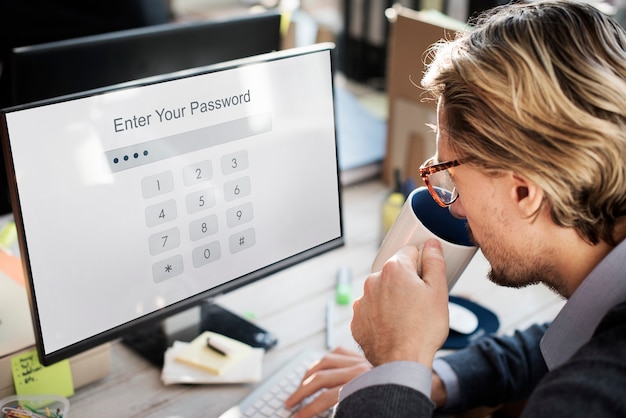 Technologie-Grafikkonzept für Passwortsicherheit eingeben