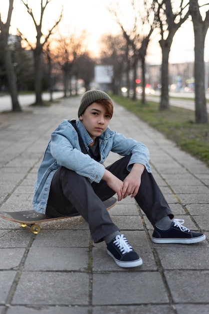 Teenager mit Skateboard