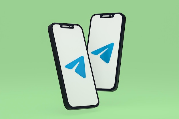Telegrammsymbol auf dem bildschirm smartphone oder handy 3d-rendering