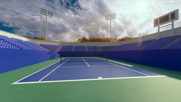 Tennisplatz Render 3D-Illustration