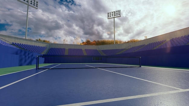 Tennisplatz Render 3D-Illustration