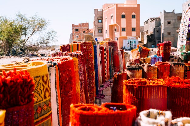 Teppiche auf dem Markt in Marrakesch