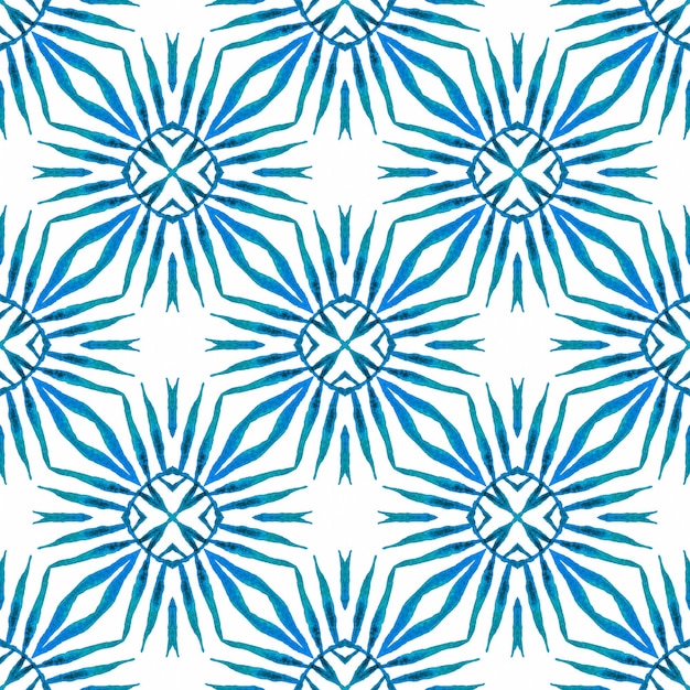 Textilfertige, atemberaubende bedruckte bademode-stofftapete, die ein blaues, hübsches boho-chic-sommerdesign umhüllt Premium Fotos