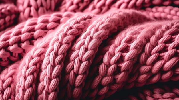 Textur aus gestricktem rosafarbenem Wolltuch generativer AI