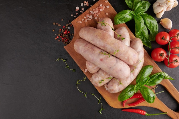 Kostenloses Foto thai isaan wurst. e-sarn-würstchen, hausgemachte sauerwürste mit thai-kräutern, gemüse (sai krawk e-san).