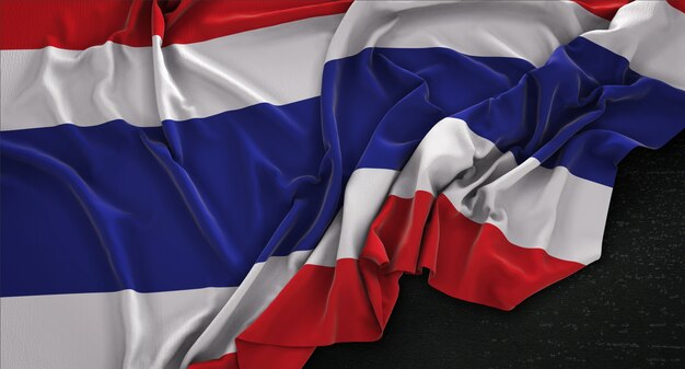 Thailand-Flagge, die auf dunklem Hintergrund verstreut ist 3D-Render