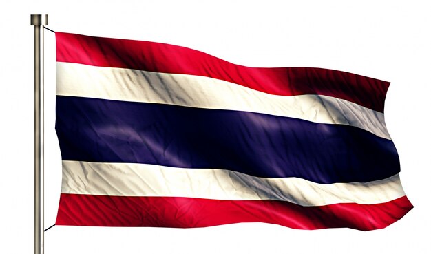 Thailand Nationalflagge isoliert 3D weißen Hintergrund