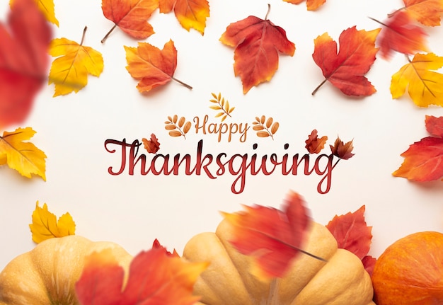 Thanksgiving Day Banner mit Blättern