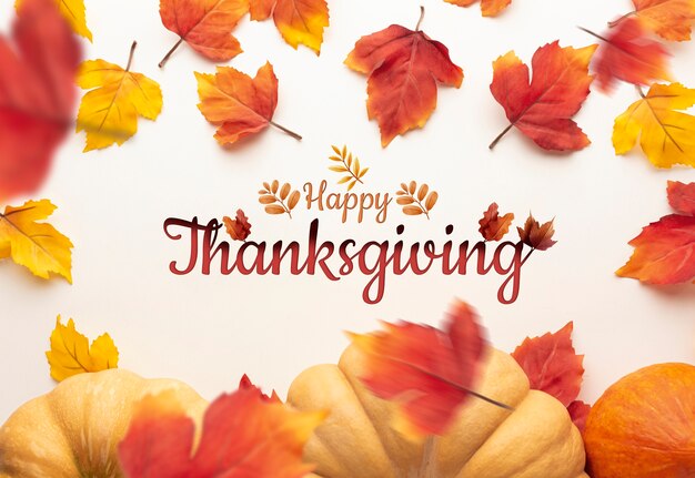 Thanksgiving Day Banner mit Blättern