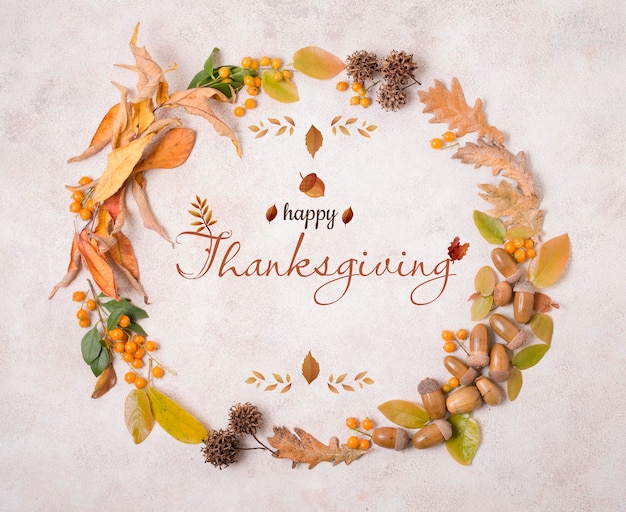 Kostenloses Foto thanksgiving day banner mit blättern