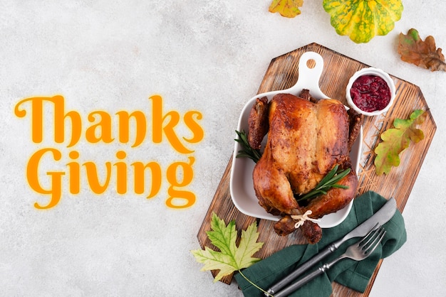 Thanksgiving Day Banner mit leckerem Essen