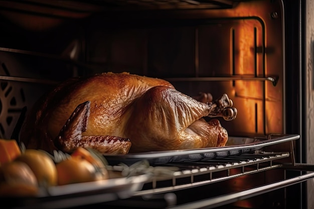 Thanksgiving-Truthahn im Ofen zum Erntedankfest oder Weihnachtsessen AI generativ