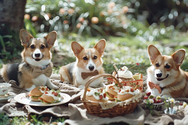 Kostenloses Foto tiere bei einem picknick