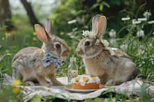 Kostenloses Foto tiere bei einem picknick