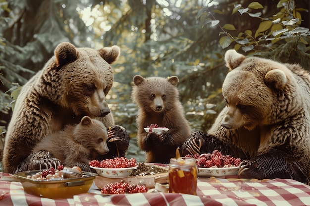 Kostenloses Foto tiere bei einem picknick