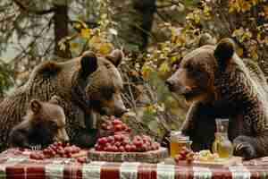 Kostenloses Foto tiere bei einem picknick