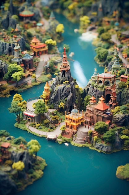 Kostenloses Foto tilt-shift mittelalterliche fantasy-landschaft