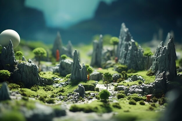 Tilt-Shift mittelalterliche Fantasy-Landschaft