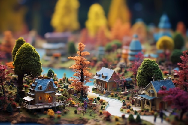 Tilt-Shift mittelalterliche Fantasy-Landschaft